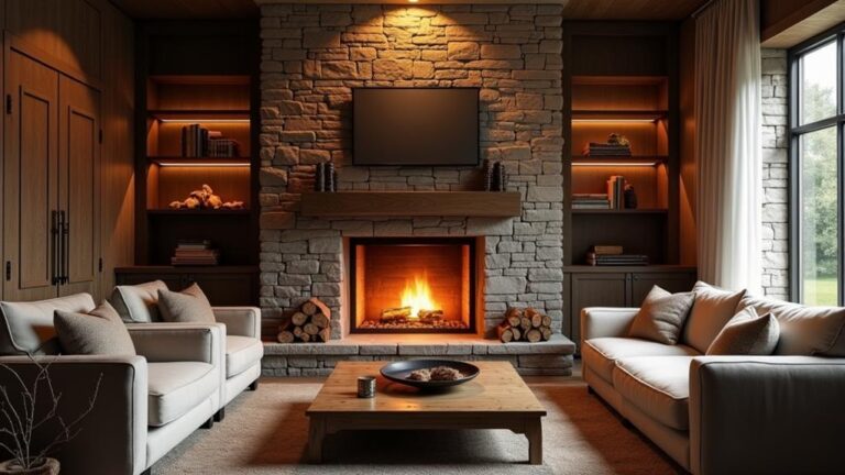 cozy fireplace seating options